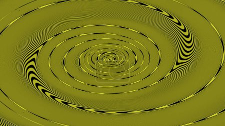 Photo for Rotating stream of water. Whirlpool. On a yellow background there is a whirlpool rotating clockwise with dotted stripes. - Royalty Free Image