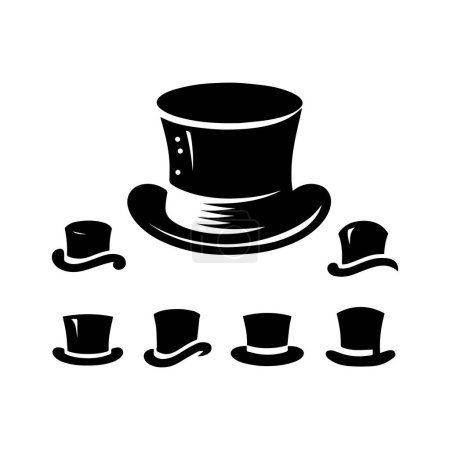 Ilustración de Icono sombrero superior aislado en el fondo blanco silueta editable vector - Imagen libre de derechos