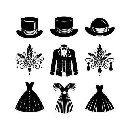 Ilustración de Icono sombrero superior aislado en el fondo blanco silueta editable vector - Imagen libre de derechos