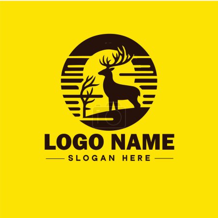 Téléchargez les illustrations : Logo animal cerf et icône propre entreprise minimaliste moderne et design de logo de marque de luxe - en licence libre de droit