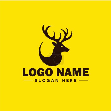 Téléchargez les illustrations : Logo animal cerf et icône propre entreprise minimaliste moderne et design de logo de marque de luxe - en licence libre de droit