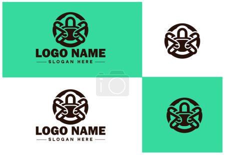 Graphismes d'art vectoriels de logo d'icône de chaîne pour l'icône d'application de marque d'entreprise