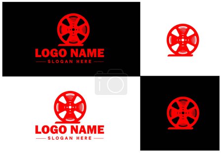 film reel logo icon vector for business brand app icon movie cinema theater video channel cinematography logo template