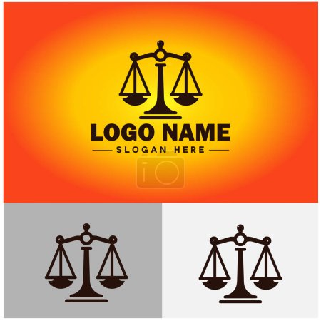 Justice scales law firm weight judgment logo icon vector for business app silhouette logo template