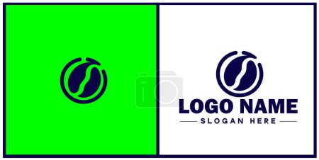 coffee bean icon logo Hot coffee shop Cafe food court store modern flat business vector logo