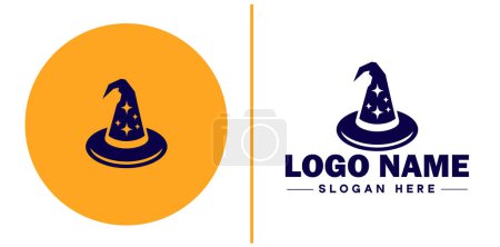 Wizard hat icon Sorcerer's hat Mage hat Pointed hat flat logo sign symbol editable vector