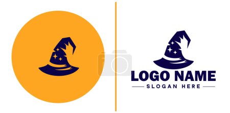 Icono del sombrero del mago Sombrero del hechicero Sombrero del mago Sombrero apuntado logotipo plano símbolo editable vector