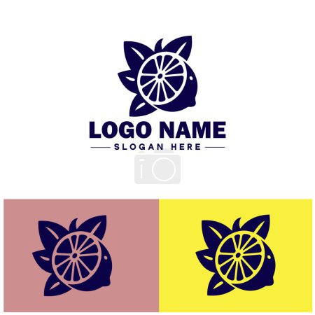 lemon icon Citron Lime Yellow fruit flat logo sign symbol editable vector