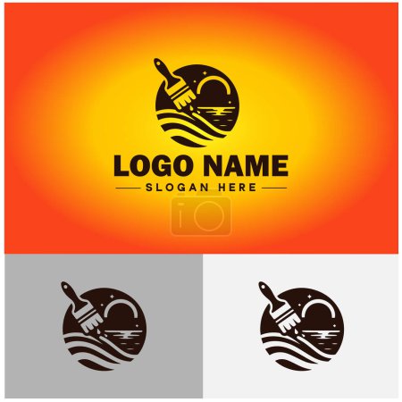 Painting Services icon Painting contractors Painting solutions Painting professionals flat logo sign symbol editable vector