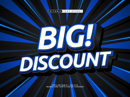 Illustration for Big discount 3d editable text effect template - Royalty Free Image