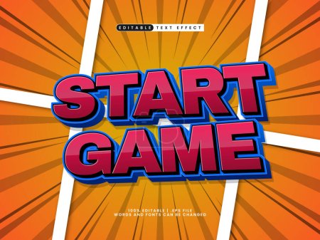 Illustration for Start game editable comic text effect template - Royalty Free Image