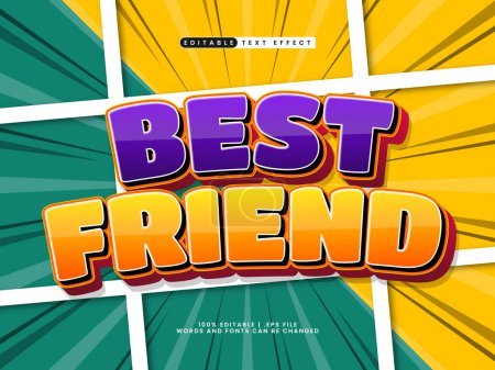 Illustration for Best friend editable comic text effect template - Royalty Free Image