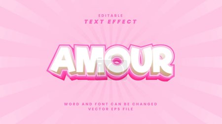 Illustration for Amour editable text effect - Royalty Free Image
