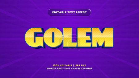 Illustration for Golem editable text effect in modern 3d style - Royalty Free Image