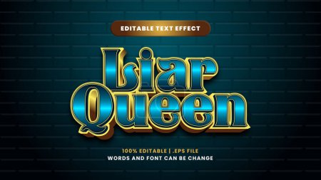 Illustration for Liar queen editable text effect in modern 3d style - Royalty Free Image