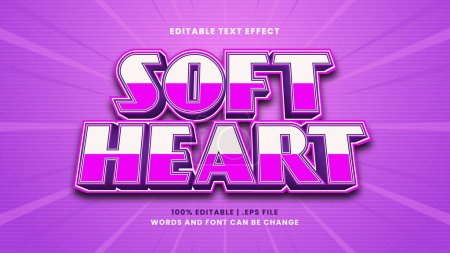 Illustration for Soft heart editable text effect in modern 3d style - Royalty Free Image