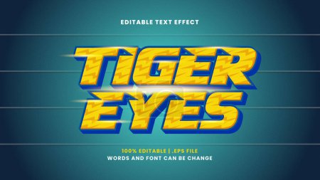 Illustration for Tiger eyes editable text effect in modern 3d style - Royalty Free Image