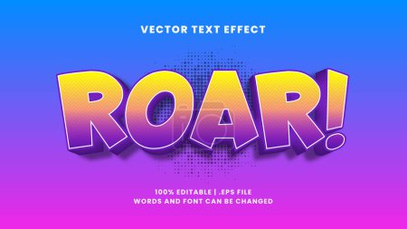 Illustration for Roar simple modern 3d editable text effect - Royalty Free Image