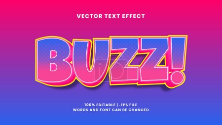 Illustration for Buzz simple modern 3d editable text effect - Royalty Free Image