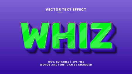 Illustration for Whiz 3d editable text effect in cartoon and game text style - Royalty Free Image