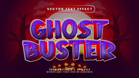 Illustration for 3d editable text effect ghost buster purple and red text style with creepy background - Royalty Free Image