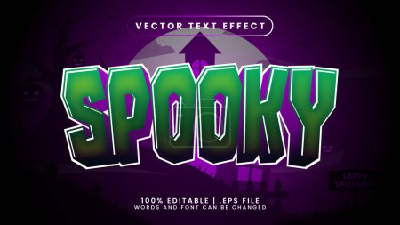 Ilustración de Espeluznante efecto de texto verde y púrpura con fondo de Halloween y miedo - Imagen libre de derechos