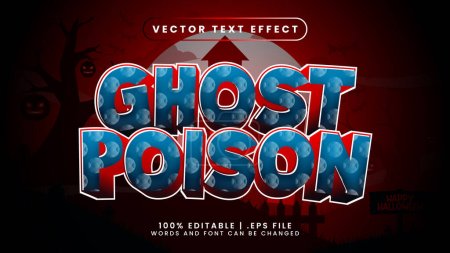 Ilustración de Fantasma veneno azul y rojo efecto de texto 3d con halloween y monstruo estilo de texto - Imagen libre de derechos