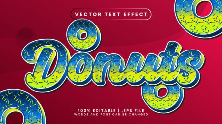 Ilustración de Donut dulce efecto texto editable postre y pastel estilo texto - Imagen libre de derechos