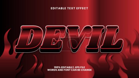 Ilustración de Efecto de texto editable diablo con estilo de fondo de miedo y fuego - Imagen libre de derechos