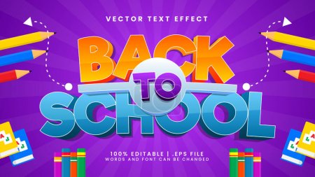 Ilustración de Volver a la escuela 3d efecto de texto editable con garabato - Imagen libre de derechos