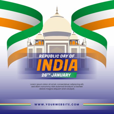 Ilustración de Feliz celebración del día de la república india 26 enero - Imagen libre de derechos