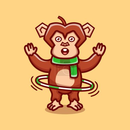 Illustration for Cute monkey playing hula hoop - Royalty Free Image
