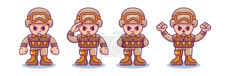 Illustration for Collection of funny cartoon-style soldiers - Royalty Free Image