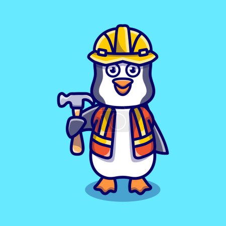 Foto de Lindo constructor de pingüinos llevando martillo - Imagen libre de derechos