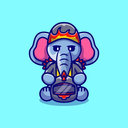 Illustration for Cute elephant motorcycle gang member - Royalty Free Image