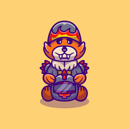 Illustration for Cute fox motorcycle gang member - Royalty Free Image