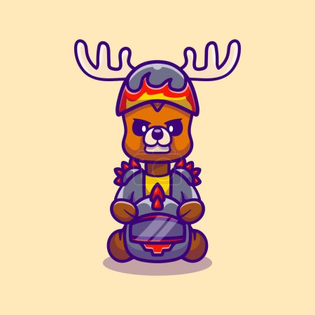Illustration for Cute deer motorcycle gang member - Royalty Free Image