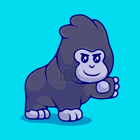 Ilustración de Linda ilustración gorila adecuado para la etiqueta engomada de la mascota y el diseño de la camiseta - Imagen libre de derechos