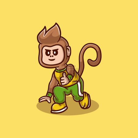 Illustration for Cute cartoon monkey running - Royalty Free Image