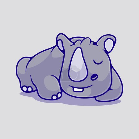 Illustration for Cute sleeping rhino illustration suitable for mascot sticker and t-shirt design - Royalty Free Image