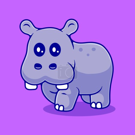 Ilustración de Lindo hipopótamo ilustración adecuada para la etiqueta engomada de la mascota y el diseño de la camiseta - Imagen libre de derechos