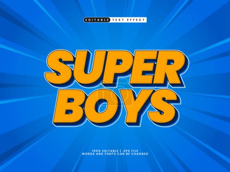 Foto de Super boys efecto de texto editable en los niños y estilo de texto del juego - Imagen libre de derechos