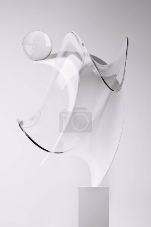Modern minimalistic glass sculpture 3d render
