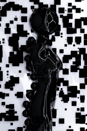 Black glass female art 3d render
