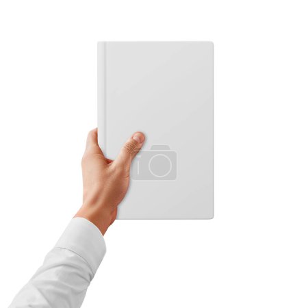 Book in Man's Hand Mockup on white background