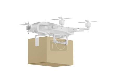 Téléchargez les photos : Drone avec boîte sur fond blanc - en image libre de droit