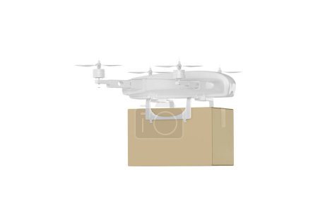 Téléchargez les photos : Drone avec boîte sur fond blanc - en image libre de droit