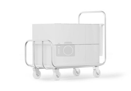 Hand Truck with Boxes on white background
