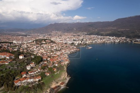 Aerial view of church in Ohrid in North Macedonia