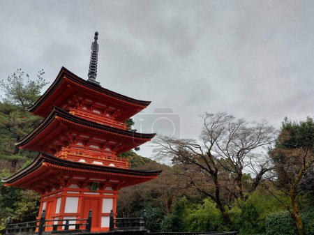 Kyoto, Japan - February 22, 2024 : Koyasu Pagoda at Kiyomizudera Temple
